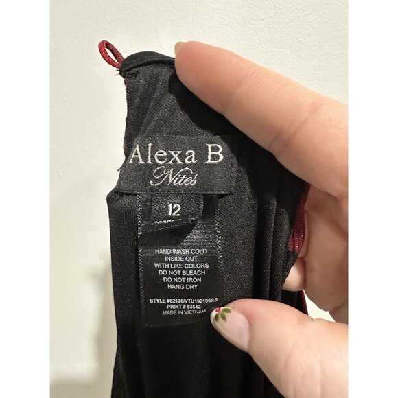 ALEXA B NITES Shimmery Rose Printed Maxi Length Halter Neck Formal Party Dress - Picture 5 of 6